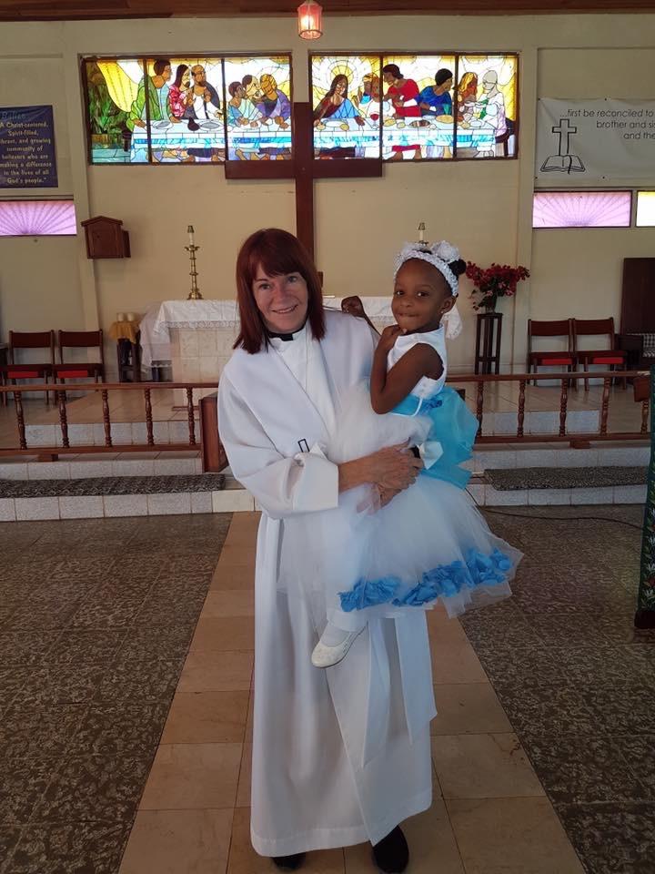 Re. Lizbeth Tulloch with Sky on her Baptism day